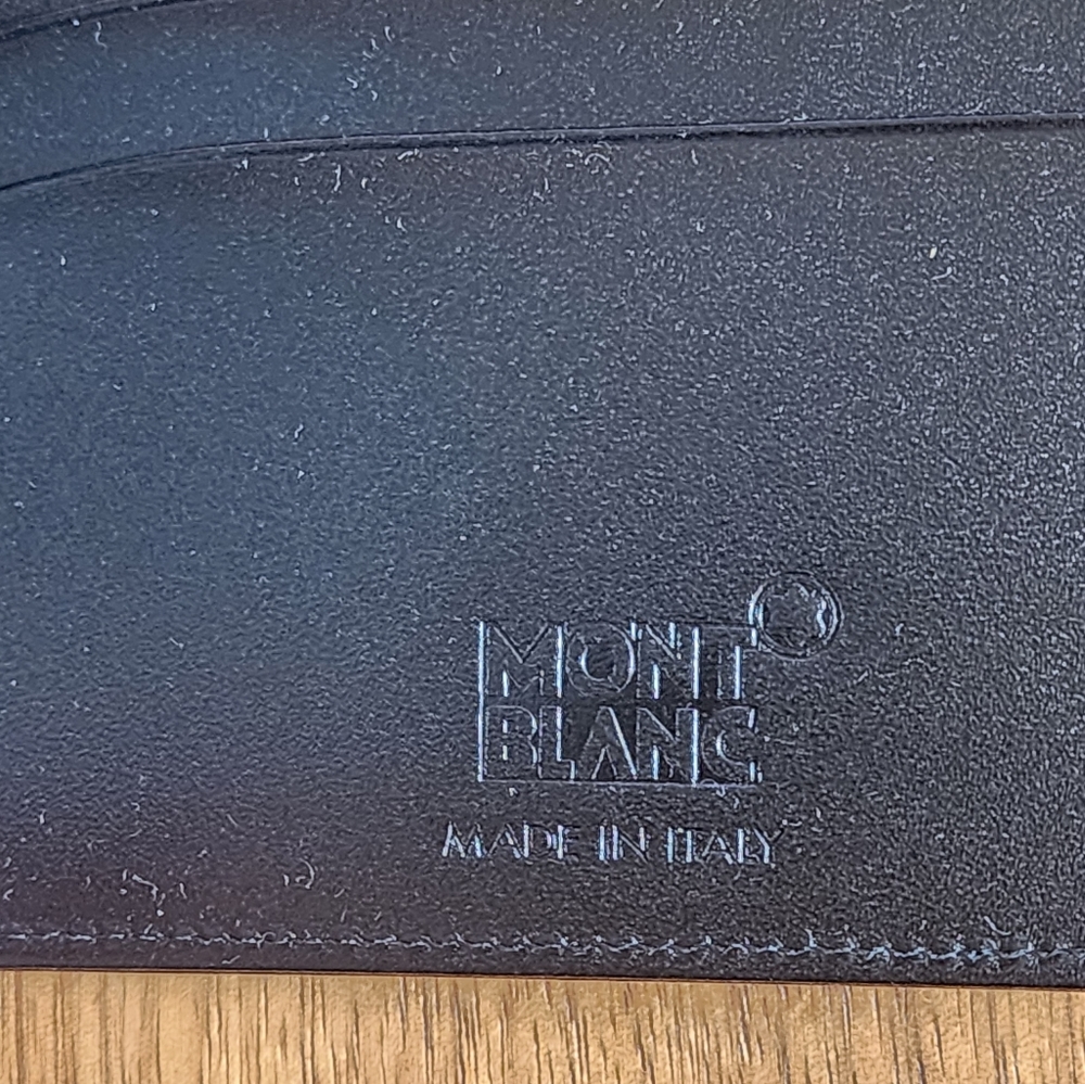 New 100% Auth Montblanc  Meisterstuck Leather Wallet 6 CC 2 View Pockets Black - Picture 7 of 10